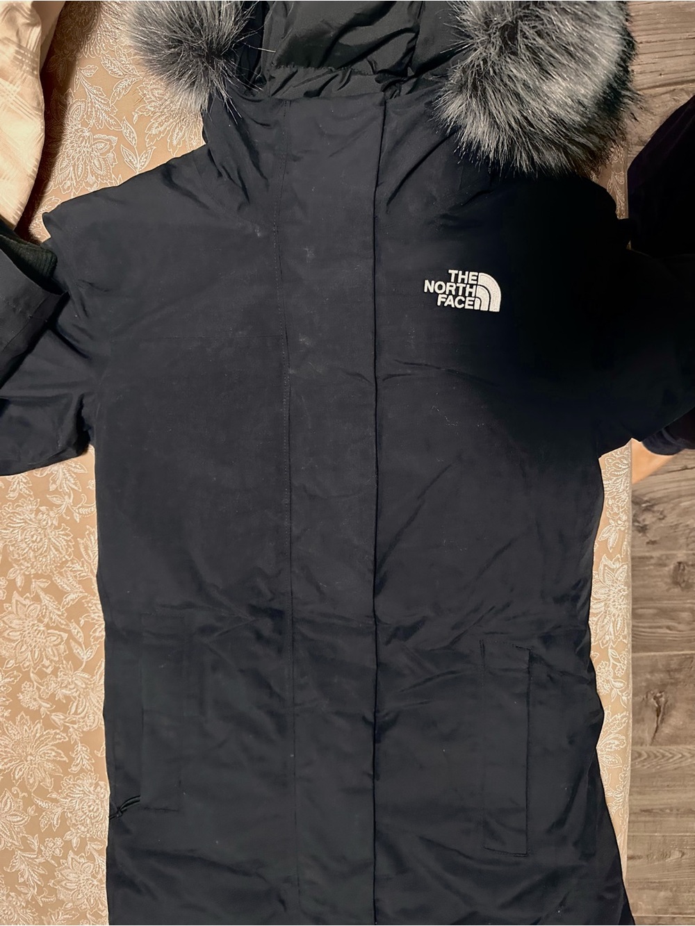 The North Face Black Parka Jacket with Faux Fur Hood